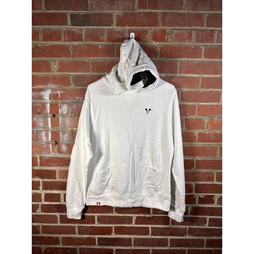 Unisex Chick-Fil-A Cow Print Hoodie Double Pocket Cream Sweatshirt Size Medium